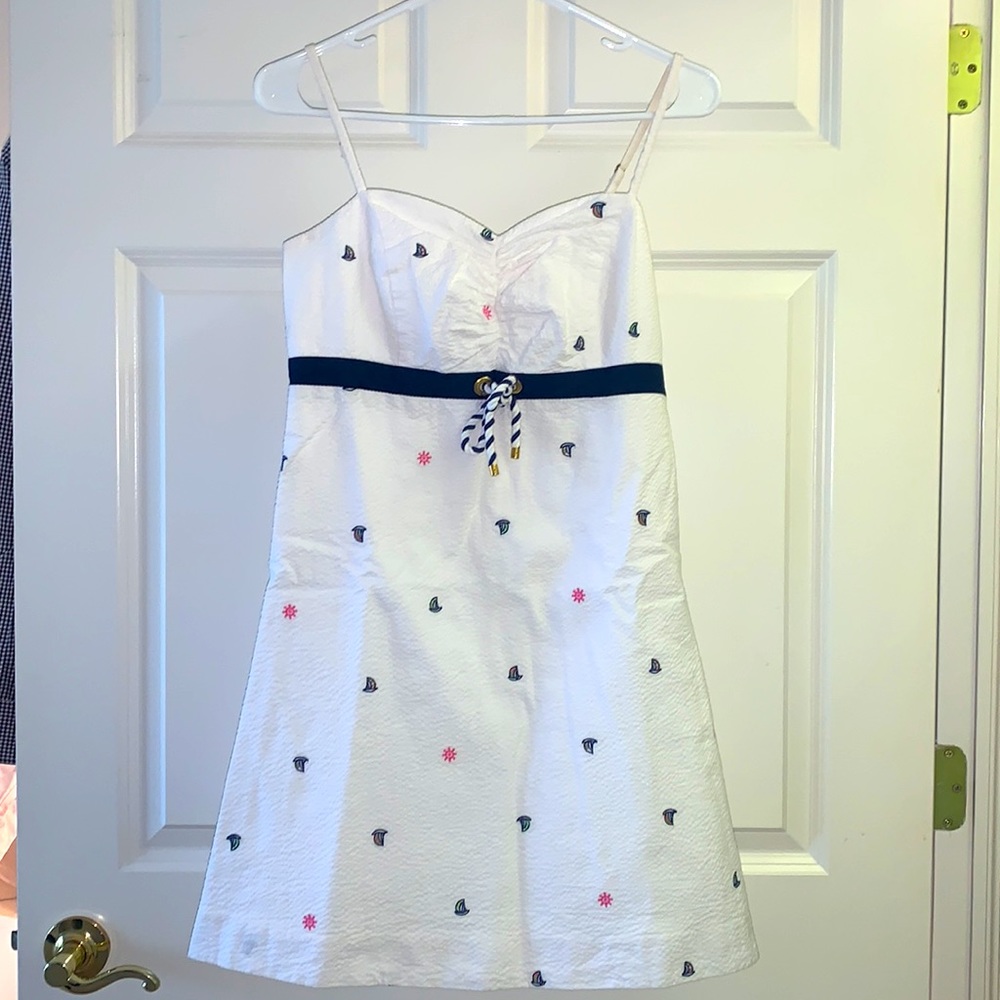 Lilly Pulitzer Rilee Dress in “Resort White Let It Rip Embroidery”